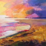 Sunset ved sejlrenden, 100 x 100, akryl på lærred, SOLGT